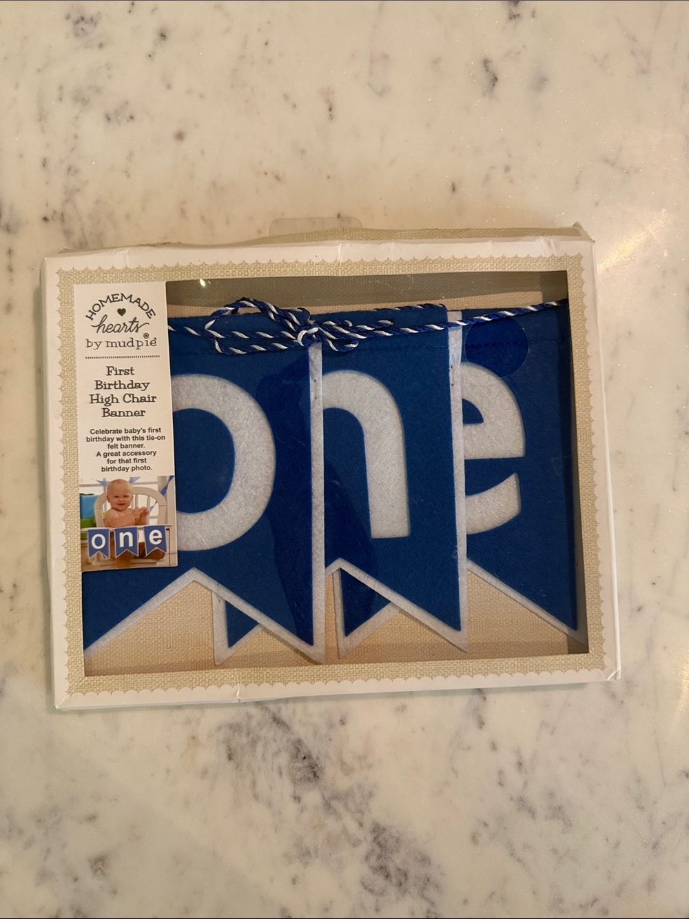 Mud Pie Blue First Birthday High Chair Banner